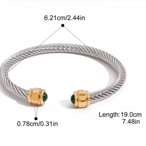 Anthropologie Malachite Stainless Steel Bracelet&Ring Set - Picture 5 of 8